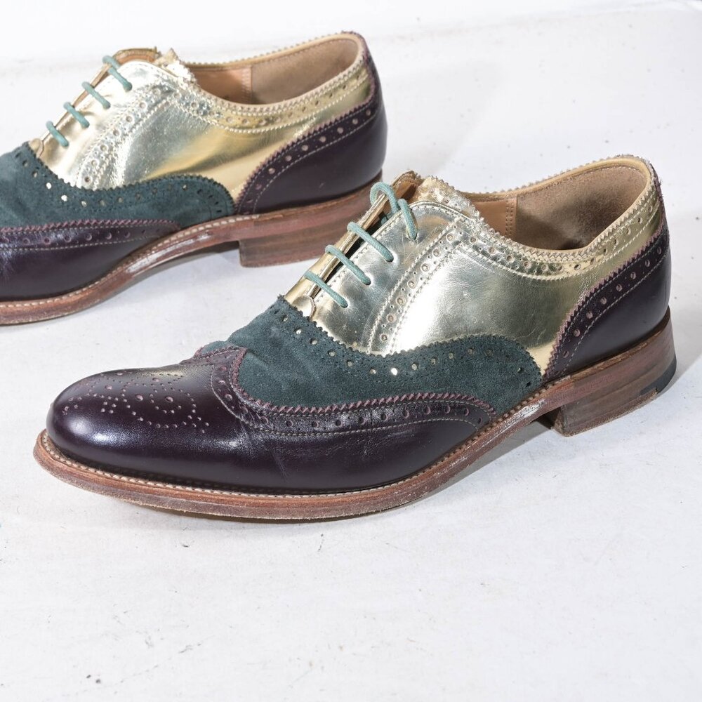 Grenson Made in England Wingtip Brogue Oxford in Gold/Black - UK 5.5 / US 8